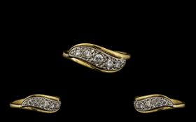 18ct Gold and Platinum Attractive Diamond Set Dress Ring of Petite Form.