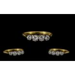 18ct Gold and Platinum Attractive Four Stone Diamond Set Ring, Marked 18ct and Platinum.