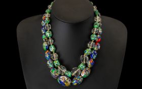 Two Venetian Glass Milliflora Slave Trading Bead Necklaces.