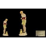 Czechoslovakia Fine Quality Hand Painted 1930's Porcelain Figure of a young woman 'Feeding the