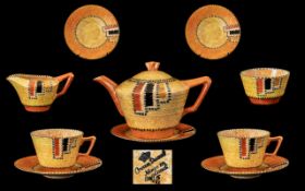 Art Deco Period Crown Ducal Handpainted 8 Piece Tea for Two Set - pattern no. 3274 pattern reg.