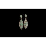 Opal Pair of Drop Earrings,