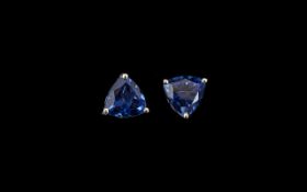 Ceylon Blue Coloured Quartz Stud Earring