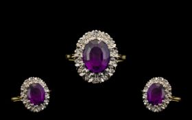 18ct Gold Attractive Amethysts and Diamo