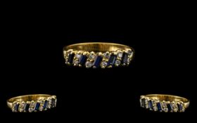 18ct Gold - Attractive Sapphire and Diam