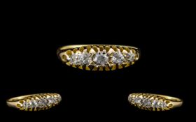 Antique Period 18ct Gold Attractive 5 Stone Diamond Set Ring in a Gallery Setting marked 750. All