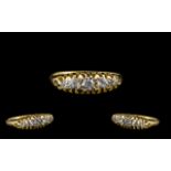 Antique Period 18ct Gold Attractive 5 Stone Diamond Set Ring in a Gallery Setting marked 750. All