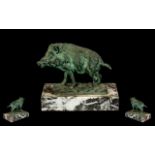 Cold Painted Bronze Wild Boar.