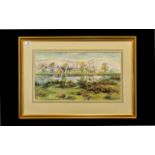 Framed Watercolour by J K Bishop of Knuzden Hall. Large watercolour, framed and mounted behind