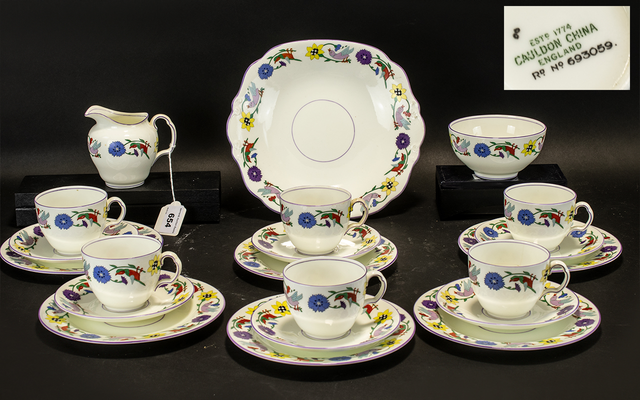 Collection of Cauldron Bone China comprising six teacups, six saucers and six side plates, milk jug,