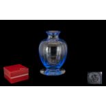 Baccarat - France Mellow Blue / Clear Glass Vase - Comes with Baccarat Display Box - Please Confirm