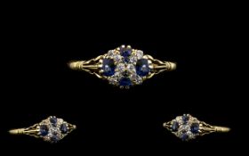 Antique Period Superb Quality 18ct Gold Sapphire and Diamond Set Dress Ring hallmark Birmingham