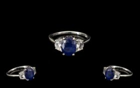 Sapphire Solitaire Style Ring, a rich blue sapphire of 3.