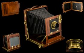 Superb Late 19thC Half Plate Field Camera by Ross of London, Lens No. 3201, plus a half plate double