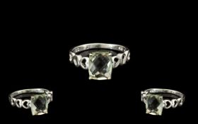 Green Amethyst Solitaire Ring, a 2.