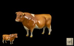 Beswick Farm Animal Figure ' Guernsey Bull ' CH ' Sabrinas Sir Richmond 14th ) Model No 1451.