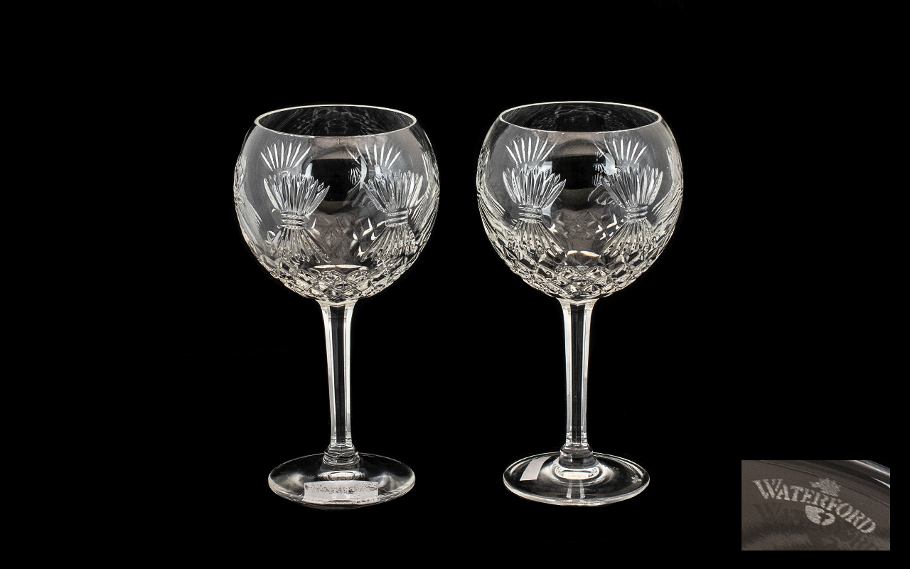 Waterford Crystal Glasses. Large and impressive pair of Waterford wine glasses, glasses stand at 8