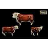 Beswick Farm Animals Hereford Trio ( 3 ) Comprises 1/ Hereford Calf, Model No 1827, Designer A.