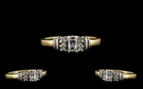18ct Gold and Platinum Contemporary Designed Superb Quality Diamond Set Dress Ring, The Central