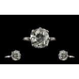 Victorian Period Stunning Platinum Single stone Diamond Ring - The Cushion Cut Diamond Measures