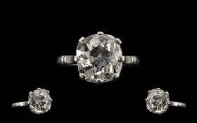 Victorian Period Stunning Platinum Single stone Diamond Ring - The Cushion Cut Diamond Measures