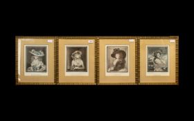 Set of ( 4 ) Framed and Glazed Prints After Reynolds, Hopner, Opie of Almeria, A.