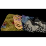 Four Designer Silk Scarves, all branded, comprising: A E Elegance of Paris,