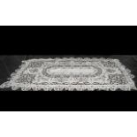 1930s Very Large Hand Stitched Embroidered Cotton Table Cloth decorated with floral motifs,