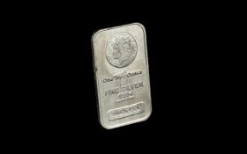 Pure Silver One Ounce Bar. One ounce bar of 999 silver. Please see accompanying image.