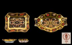 Royal Crown Derby Old Imari 22ct Solid Gold Band Pin Dishes (2) - pattern no. 1128, dated 1988.