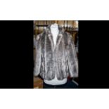 Ladies Faux Fur Jacket hip length, hook and eye fastening, faux mink in taupe brown colour.