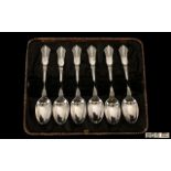 Art Deco Period Sterling Silver Set of Six Tea Spoons with fan designed tops in the true Art Deco