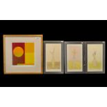Collection of Three Watercolours, each depicting 'Bottle with Flowers', each measuring 16'' x