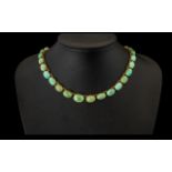 Mid Victorian Period - Attractive 9ct Gold Natural Turquoise Set Ladies Necklace.