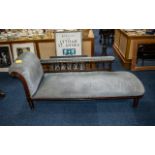 Edwardian Walnut Chaise Longue with scrolling arm backrest,