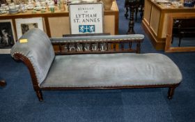 Edwardian Walnut Chaise Longue with scrolling arm backrest,