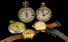 Mixed Lot To Include Three Base Metal Open Faced Pocket Watches Two Dials Marked Inventic & Railway