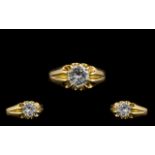 18ct Gold - Superb Quality Single Stone Diamond Ring - Gypsy Setting.