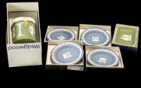 Wedgwood - Six Assorted Pieces comprising 4 x round dish Blue Jasper Menorah,