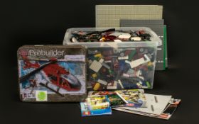 Large Collection of Lego comprising large box of Lego bricks, boards and tine of Megablocks.