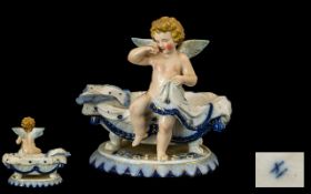 Dresden Porcelain Cherub Dish in the shape of a bath tub, ideal for soap or trinket dish,