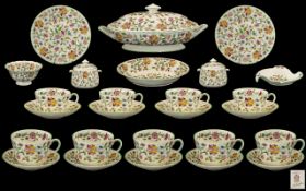 Haddon Hall Mintons Part Set of ( 45 ) Pieces, Consisting Lidded Tureen, 2 Lidded Sugar Bowls,