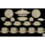 Haddon Hall Mintons Part Set of ( 45 ) Pieces, Consisting Lidded Tureen, 2 Lidded Sugar Bowls,