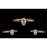 18ct Gold Superior Quality Single Pear Shaped Diamond Set Dress Ring the faceted pear shaped diamond