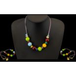 Murano Corte Murrina Bead Necklace, Coloured Glass Beads,