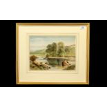 William Henry Mander (Exhib. 1882-1914) River scene Watercolour. Signed 10.25 x 14" approx.