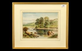 William Henry Mander (Exhib. 1882-1914) River scene Watercolour. Signed 10.25 x 14" approx.