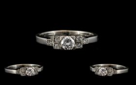 18ct White Gold Attractive 1930's Superb Quality Petite Diamond Set Dress Ring fully hallmarked