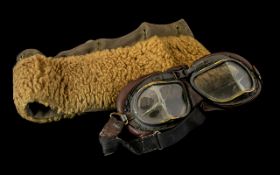 WW2 R.A.F Mk V111 Flying Goggles Leather Strap Replaced, Glass with Crack.