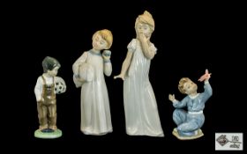 Collection of Four Lladro Nao Figures comprising a sleepy girl figure approx.